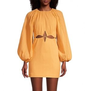 Significant Other Arwyn Cut-Out Yellow Minidress w/ Balloon Sleeve